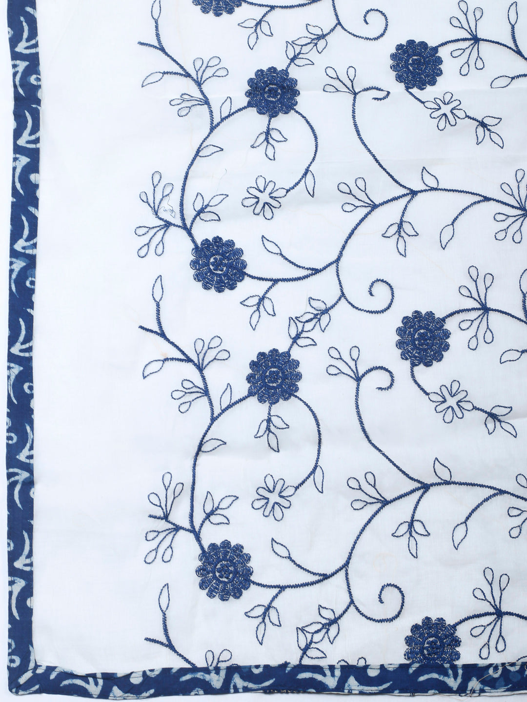 Indigo Printed Cotton Blend Unstitched Dress Material