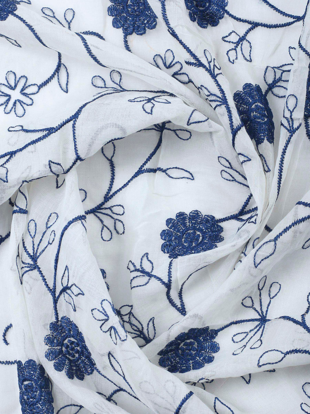 Indigo Printed Cotton Blend Unstitched Dress Material