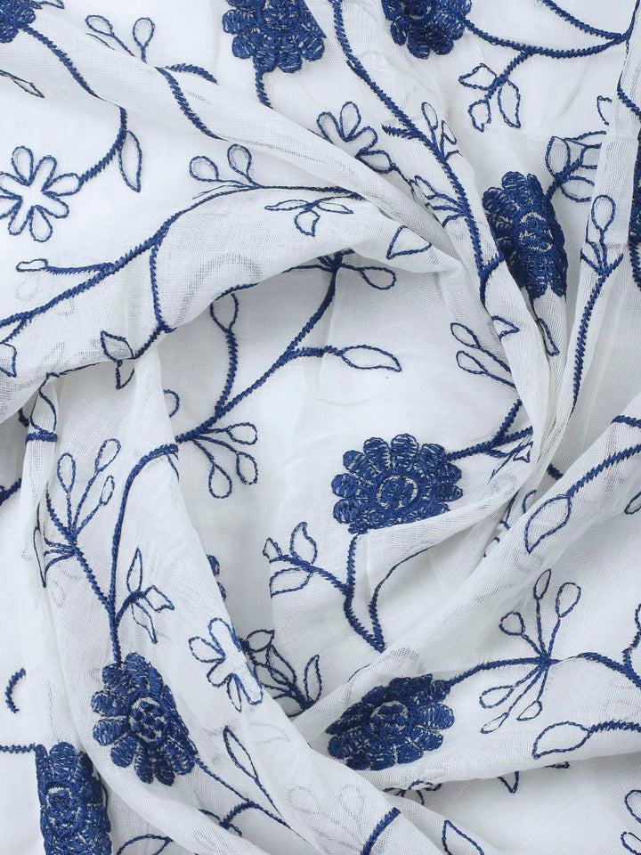 Indigo Printed Cotton Blend Unstitched Dress Material