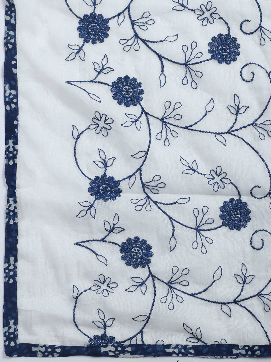 Indigo Printed Cotton Blend Unstitched Dress Material