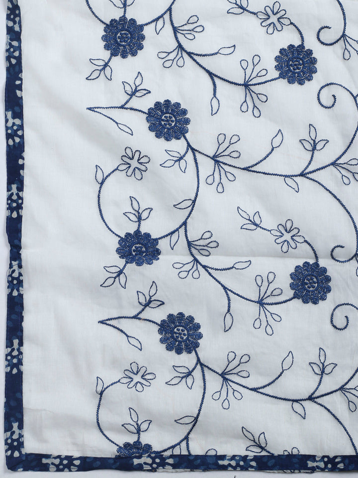 Indigo Printed Cotton Blend Unstitched Dress Material