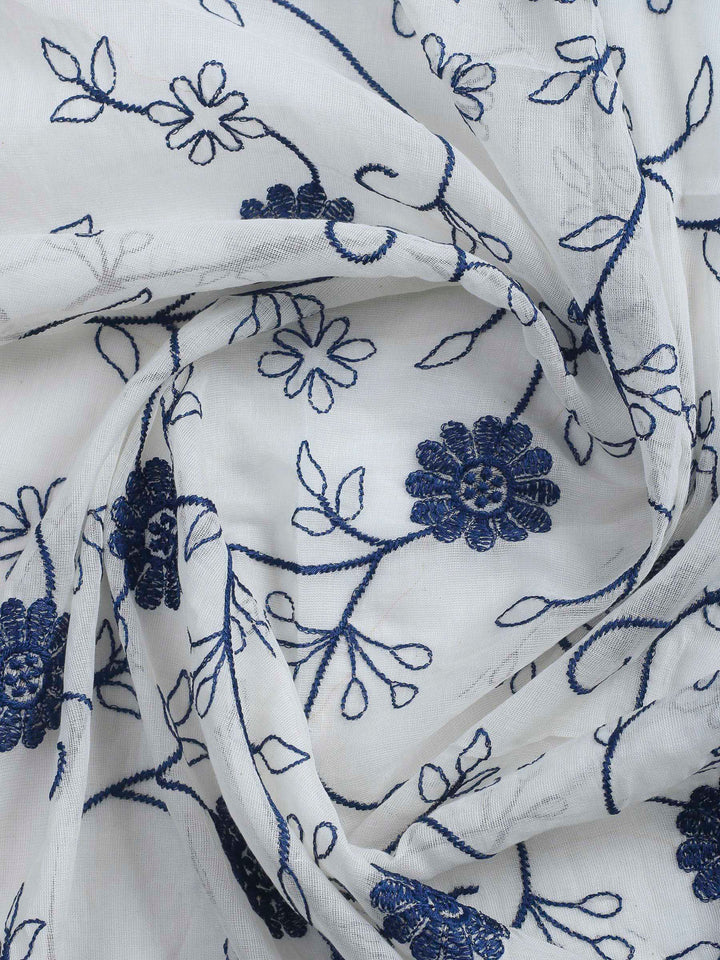 Indigo Printed Cotton Blend Unstitched Dress Material