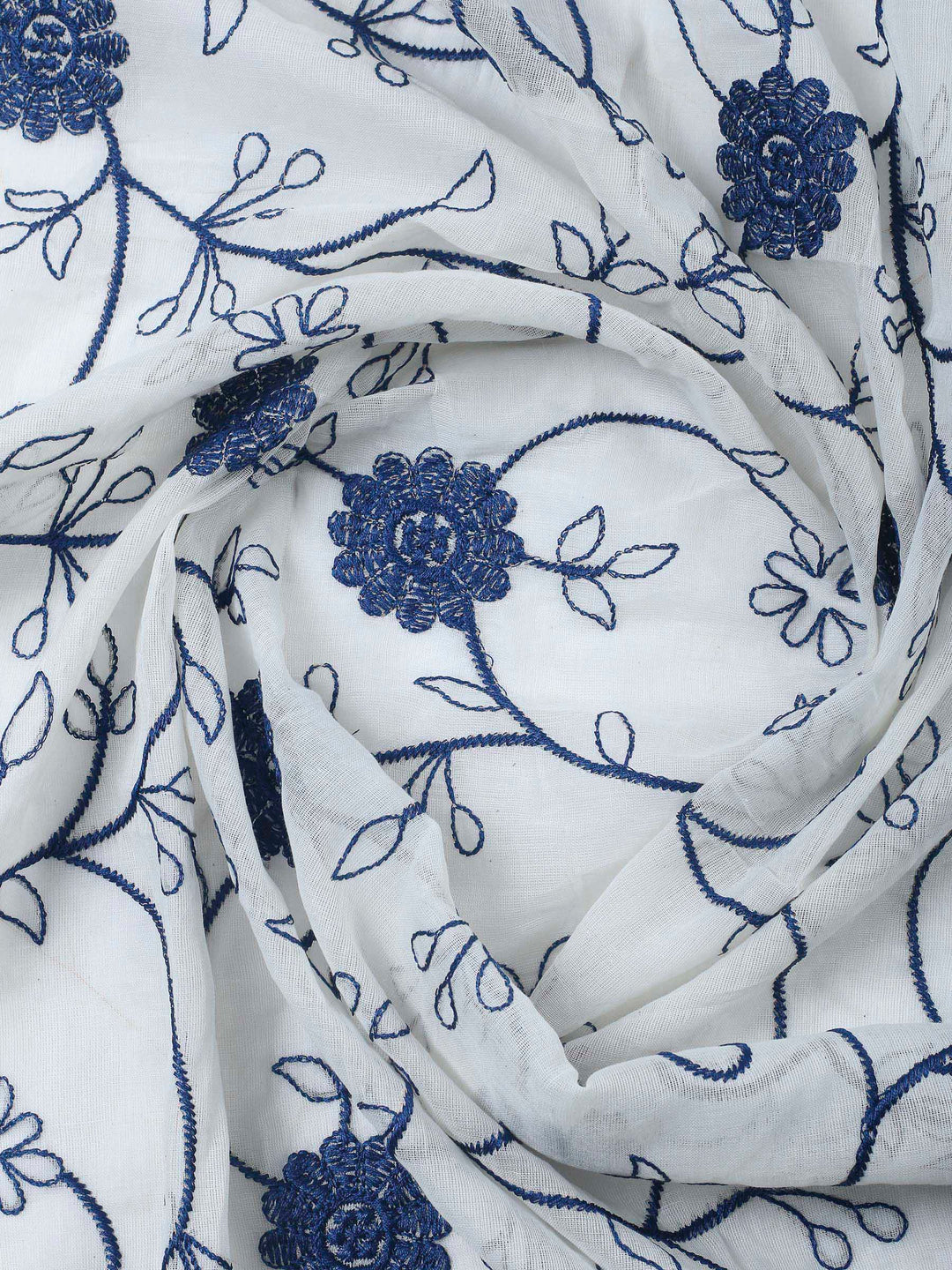 Indigo Printed Cotton Blend Unstitched Dress Material