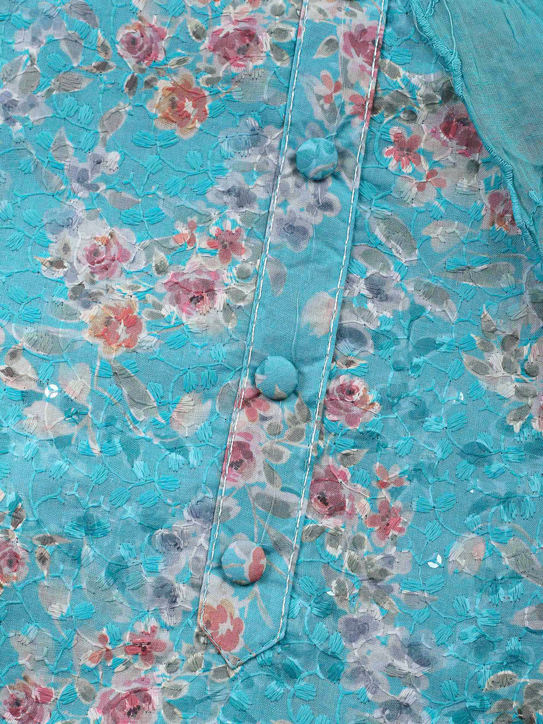 Printed Cotton Blend Unstitched Suit &amp; Pant With Cotton Dupatta