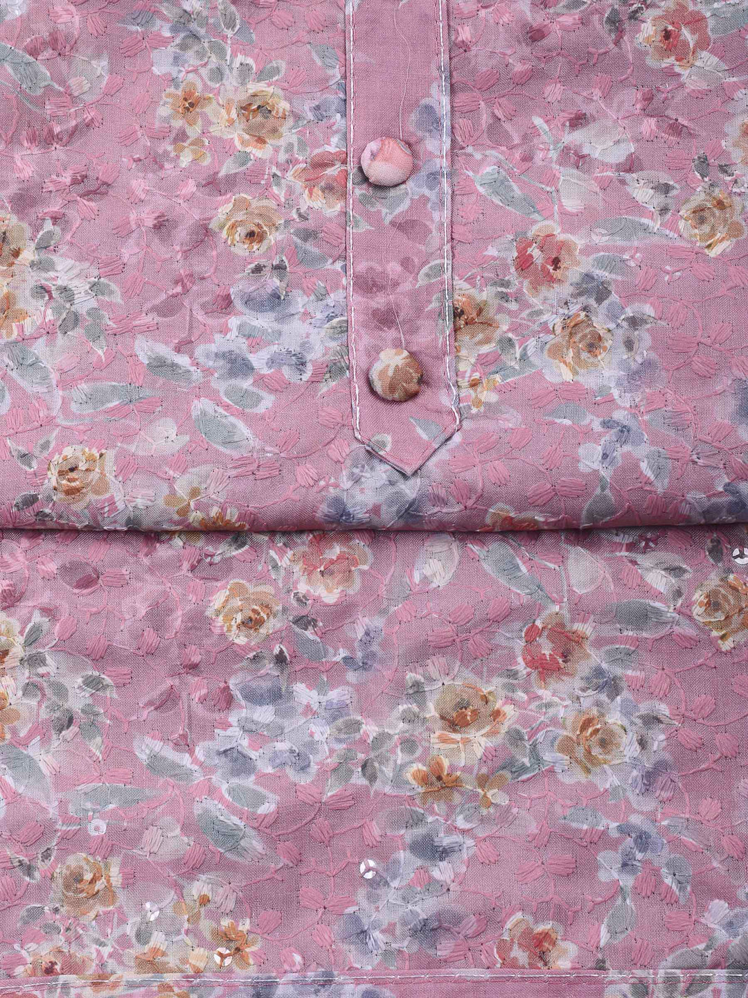 Printed Cotton Blend Unstitched Suit &amp; Pant With Cotton Dupatta