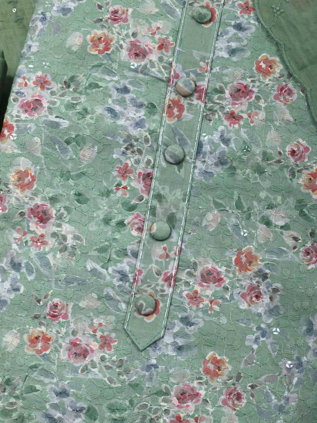 Printed Cotton Blend Unstitched Suit &amp; Pant With Cotton Dupatta
