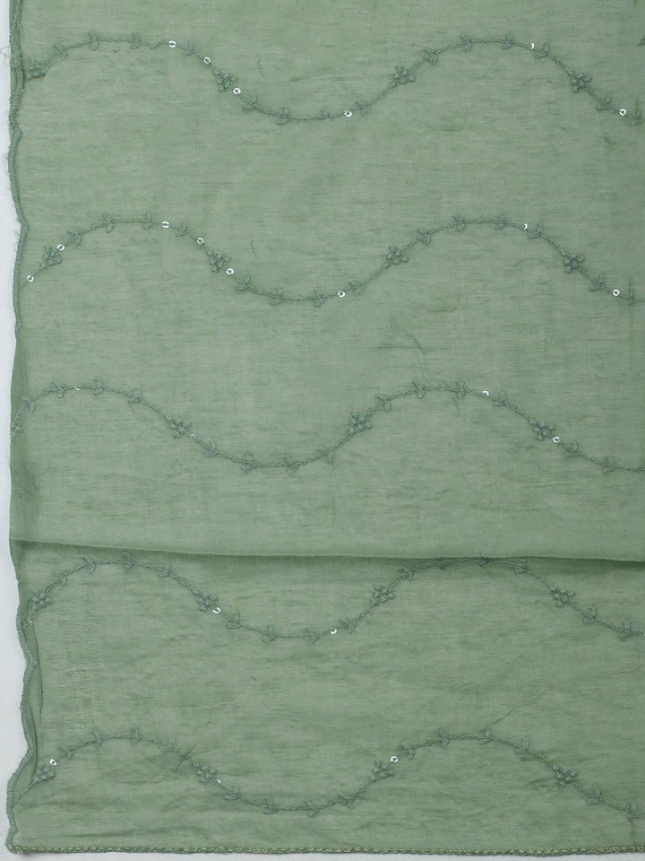 Printed Cotton Blend Unstitched Suit &amp; Pant With Cotton Dupatta