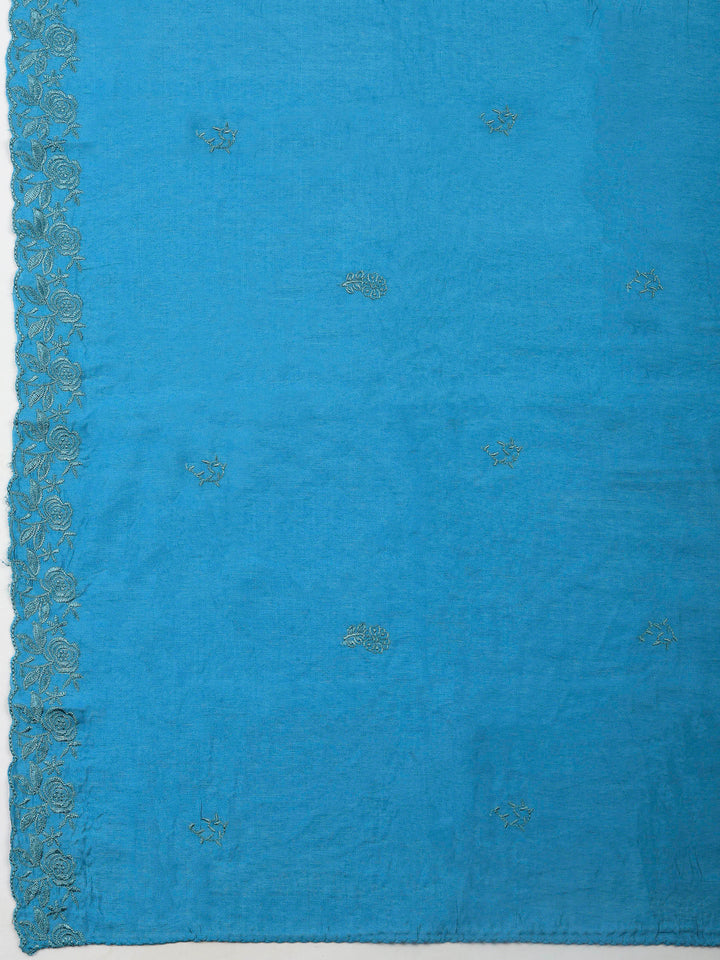 Printed Cotton Blend Unstitched Suit &amp; Pant With Cotton Dupatta