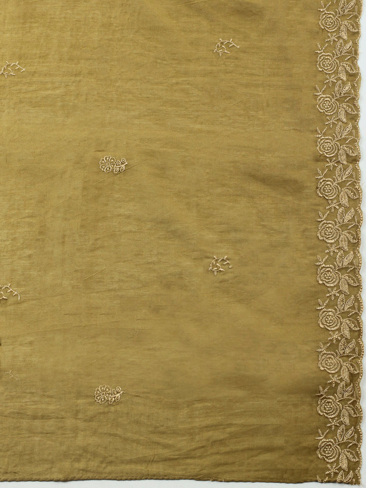 Printed Cotton Blend Unstitched Suit &amp; Pant With Cotton Dupatta