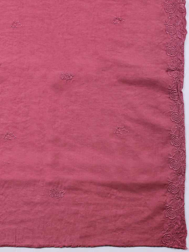 Printed Cotton Blend Unstitched Suit &amp; Pant With Cotton Dupatta