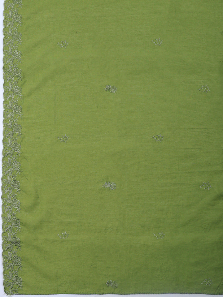 Printed Cotton Blend Unstitched Suit &amp; Pant With Cotton Dupatta