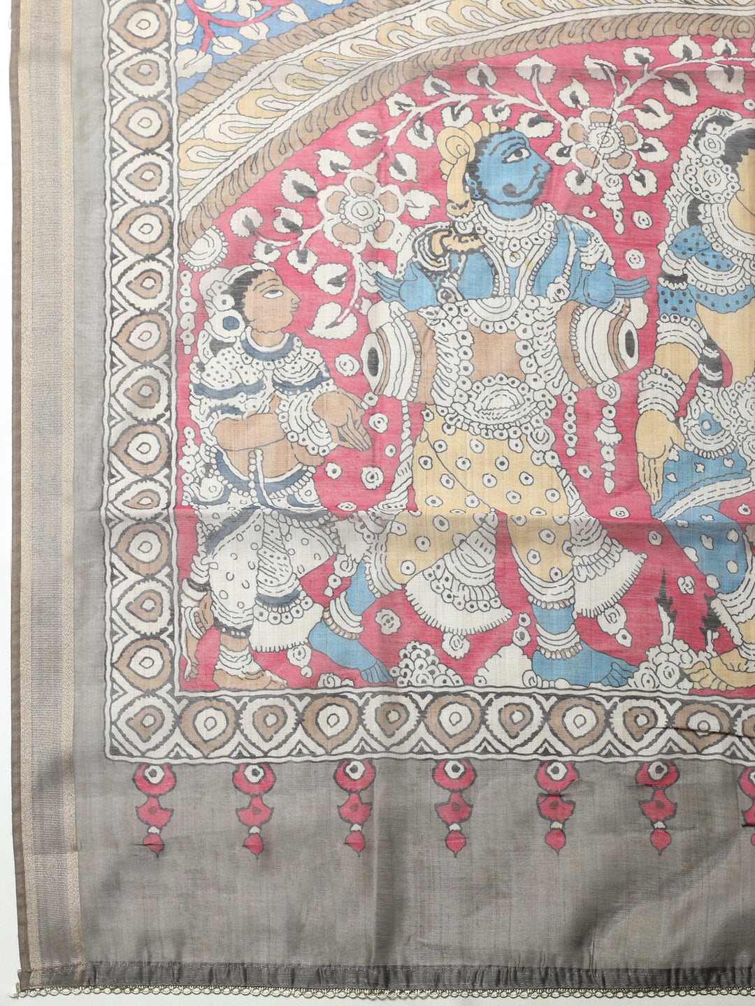 Dusty Pink Printed Chanderi Unstitched Suit &amp; Pant With Chanderi Dupatta
