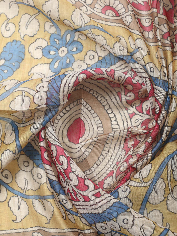 Dusty Pink Printed Chanderi Unstitched Suit &amp; Pant With Chanderi Dupatta