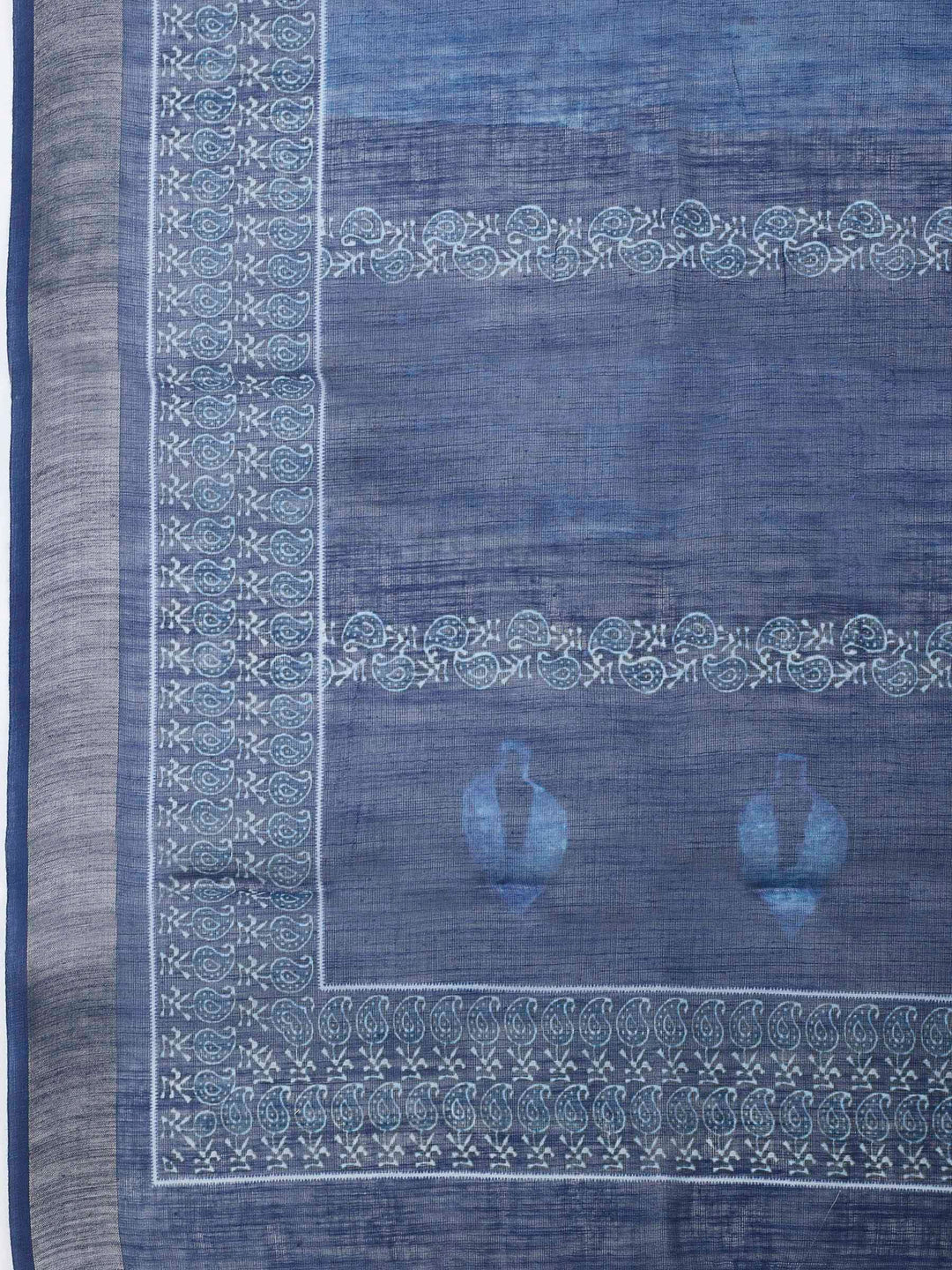 Indigo Embroidery Cotton Blend Unstitched Dress Material