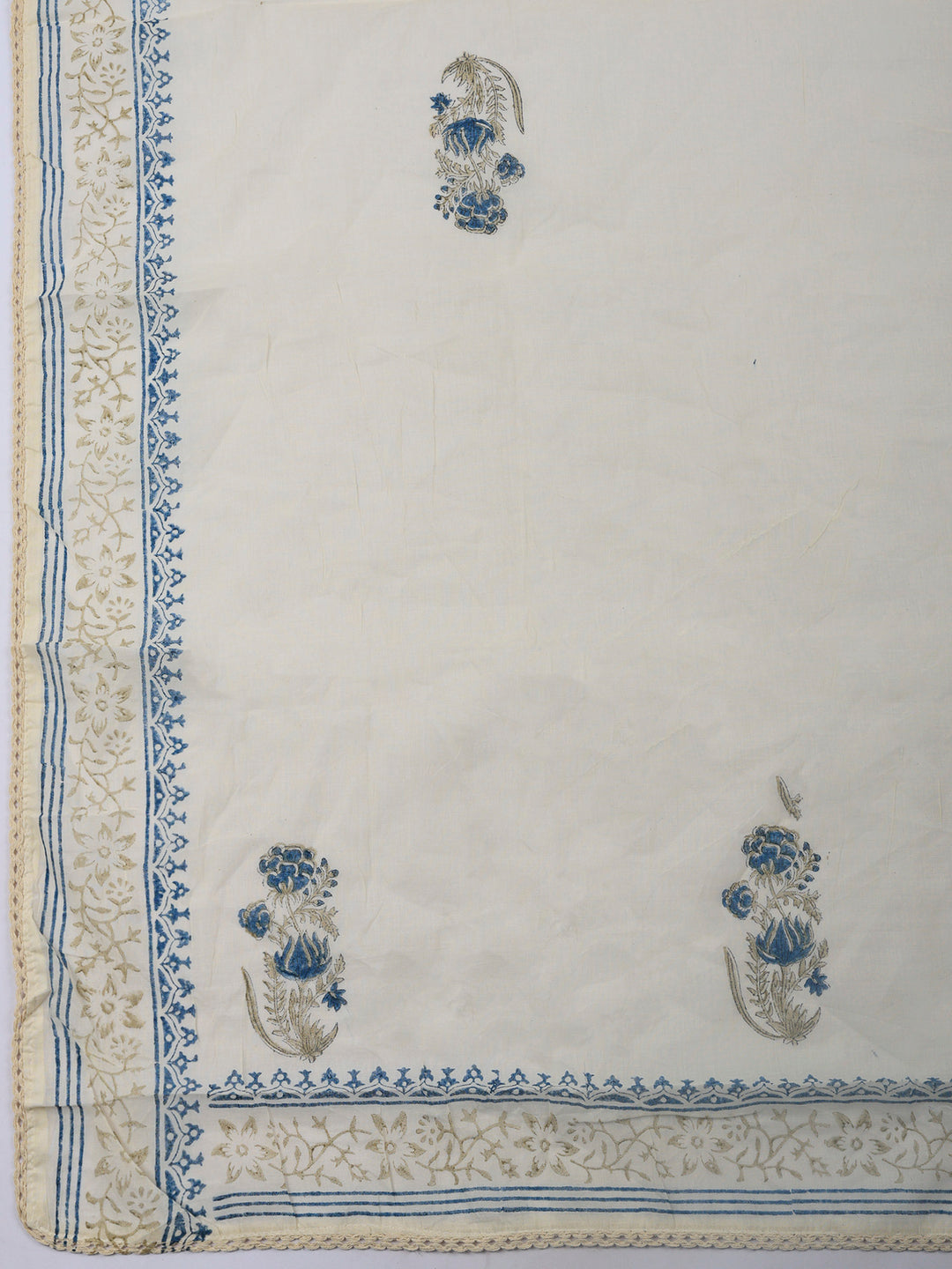 Printed Cotton Blend Unstitched Suit &amp; Pant With Cotton Dupatta