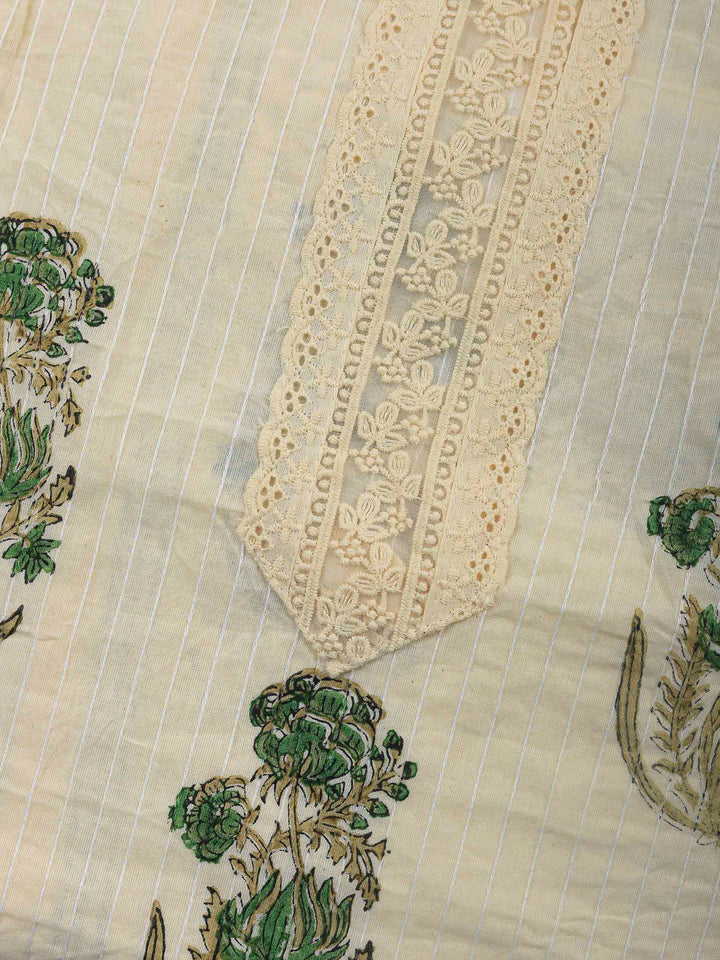 Printed Cotton Blend Unstitched Suit &amp; Pant With Cotton Dupatta