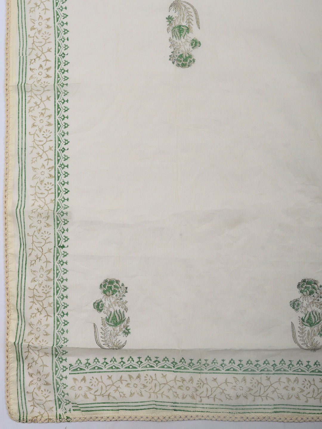 Printed Cotton Blend Unstitched Suit &amp; Pant With Cotton Dupatta