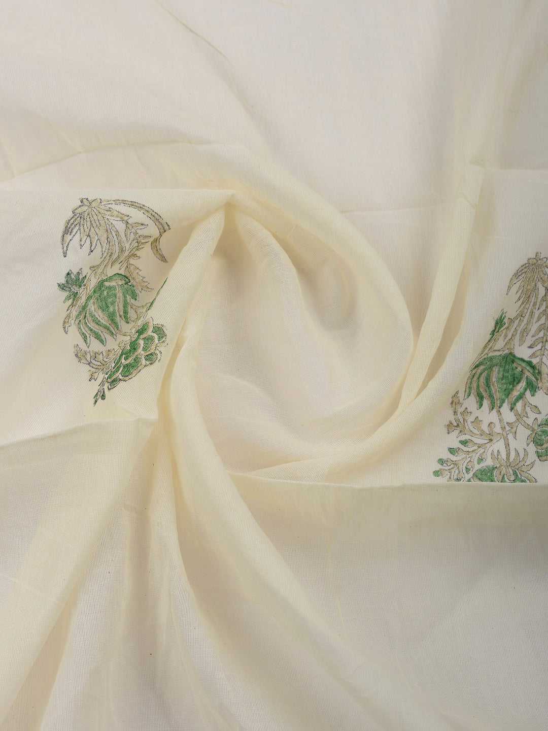 Printed Cotton Blend Unstitched Suit &amp; Pant With Cotton Dupatta