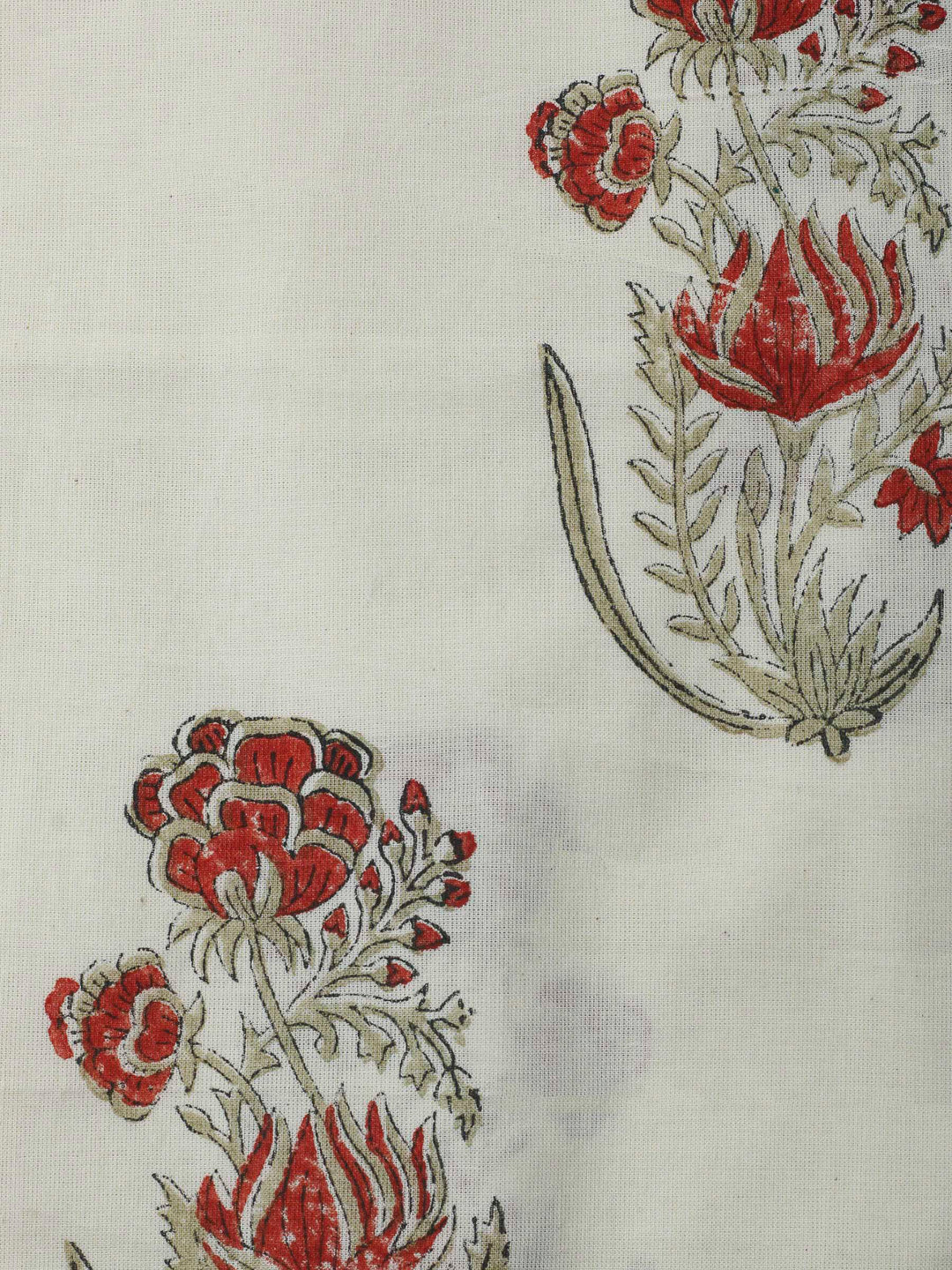 Printed Cotton Blend Unstitched Suit &amp; Pant With Cotton Dupatta
