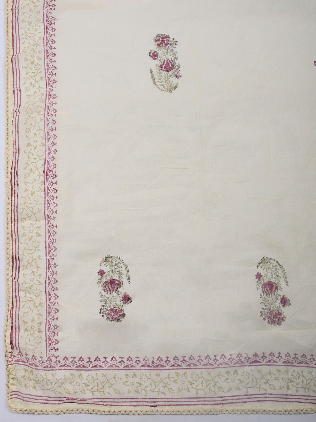Printed Cotton Blend Unstitched Suit &amp; Pant With Cotton Dupatta