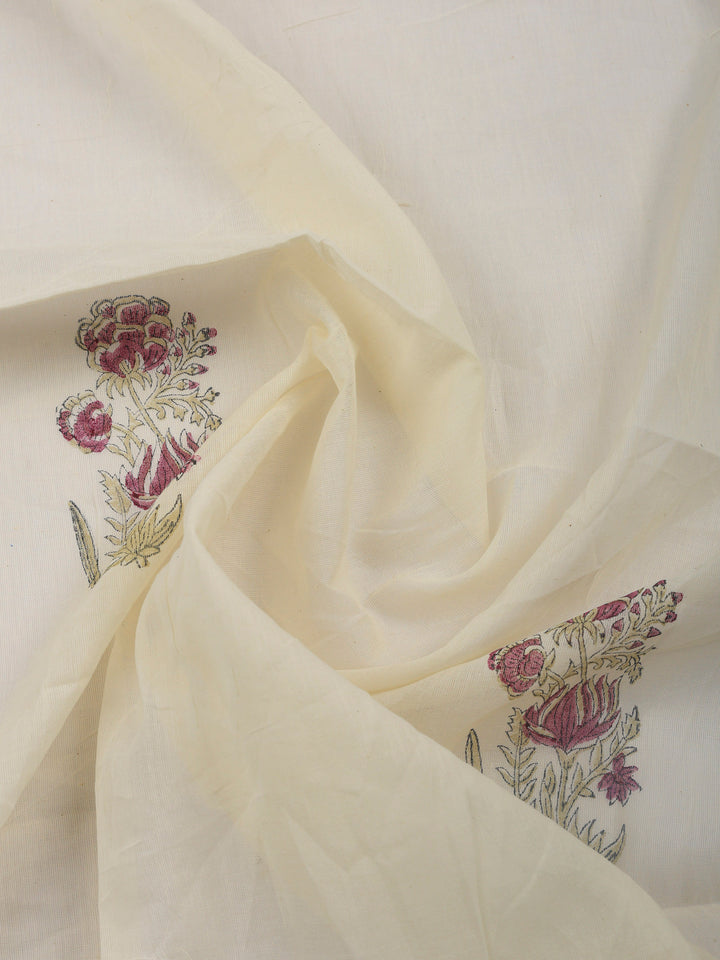 Printed Cotton Blend Unstitched Suit &amp; Pant With Cotton Dupatta