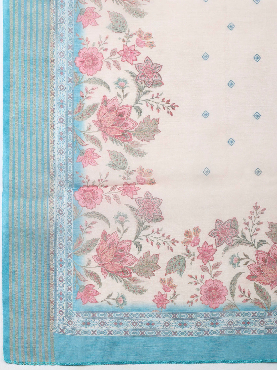 Printed Cotton Blend Unstitched Suit &amp; Pant With Cotton Dupatta