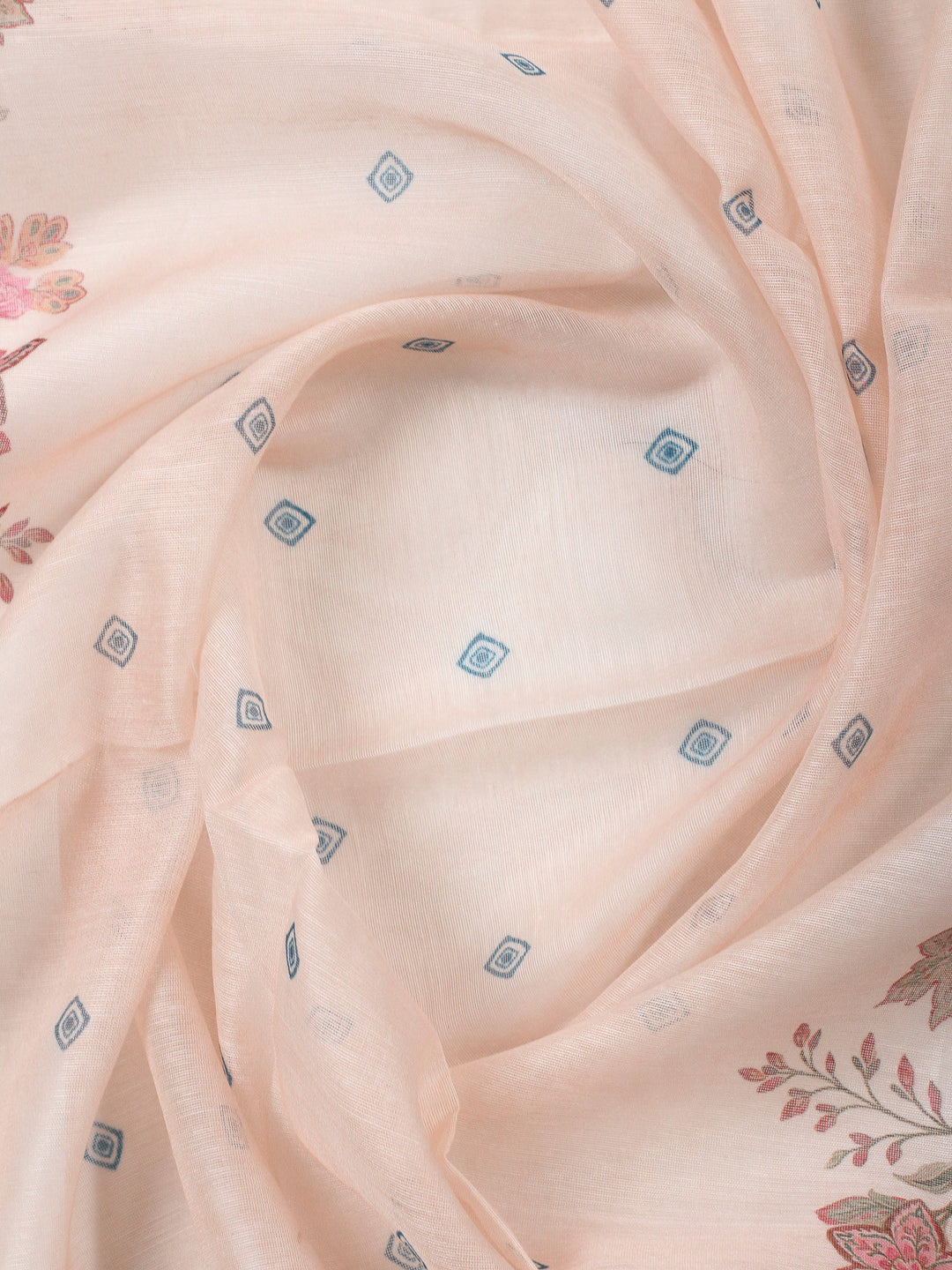 Printed Cotton Blend Unstitched Suit &amp; Pant With Cotton Dupatta