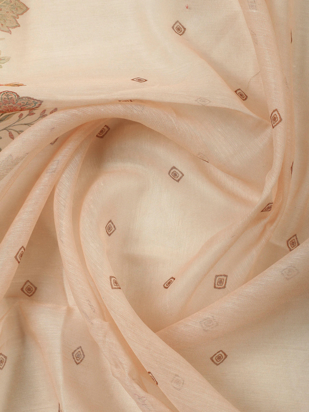 Printed Cotton Blend Unstitched Suit &amp; Pant With Cotton Dupatta