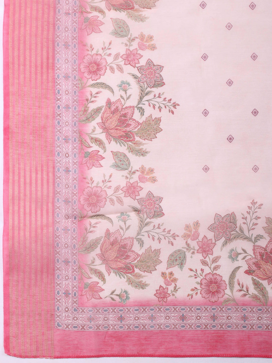 Printed Cotton Blend Unstitched Suit &amp; Pant With Cotton Dupatta