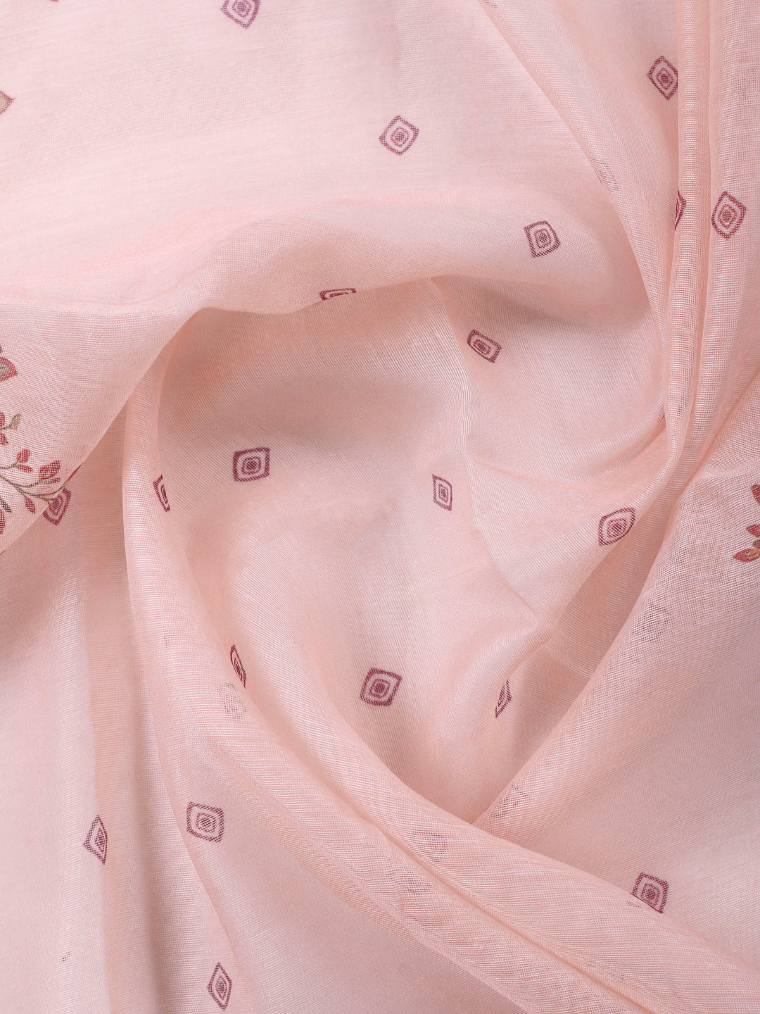 Printed Cotton Blend Unstitched Suit &amp; Pant With Cotton Dupatta