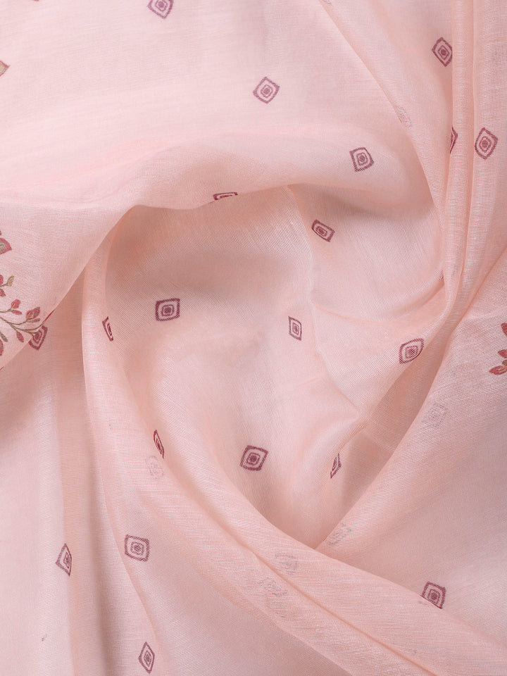 Printed Cotton Blend Unstitched Suit &amp; Pant With Cotton Dupatta