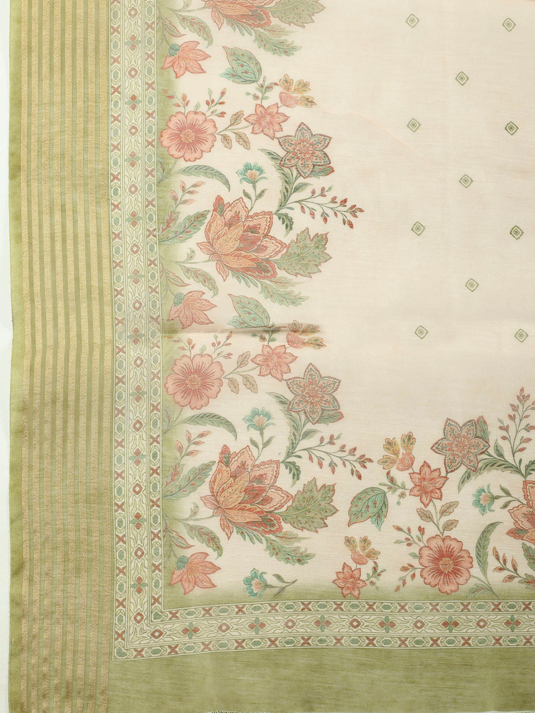 Printed Cotton Blend Unstitched Suit &amp; Pant With Cotton Dupatta