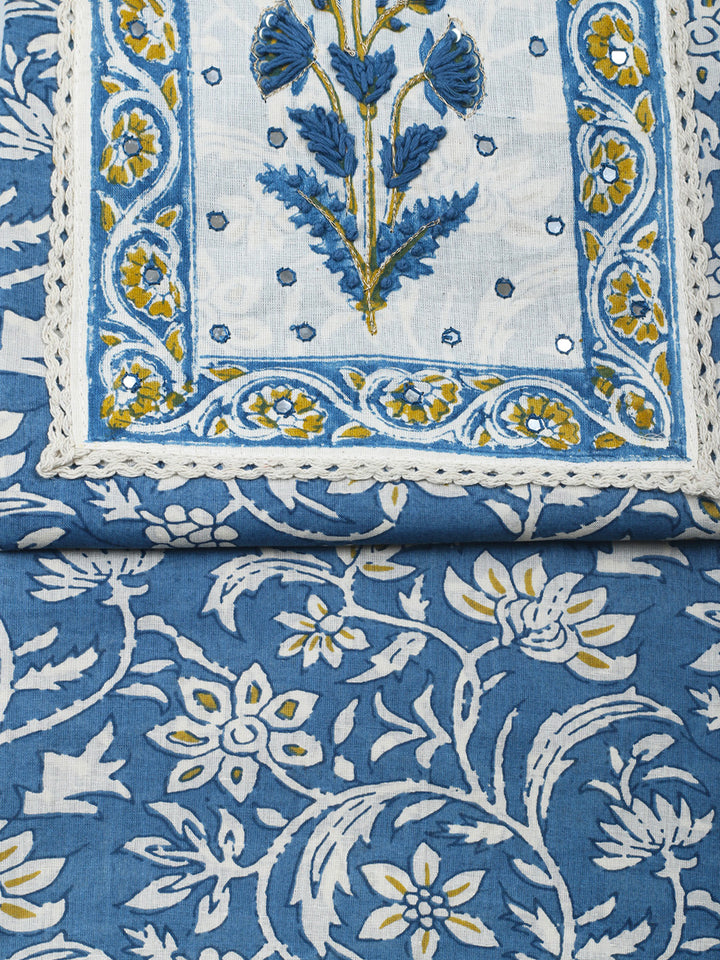 Printed Cotton Blend Unstitched Suit &amp; Pant With Cotton Dupatta