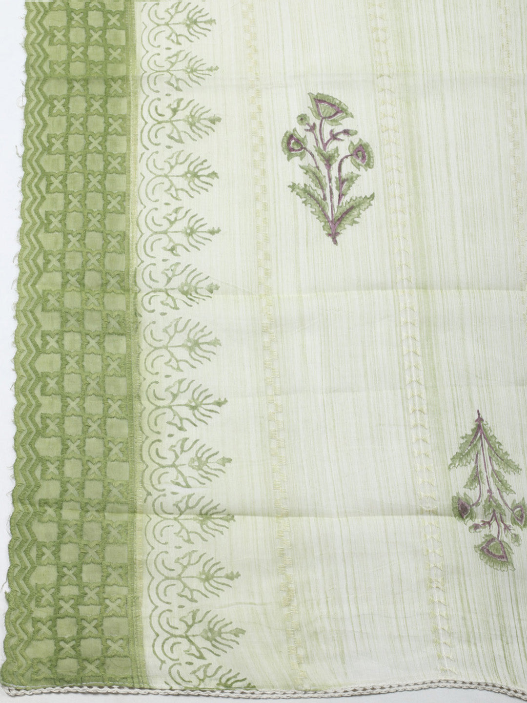 Printed Cotton Blend Unstitched Suit &amp; Pant With Cotton Dupatta