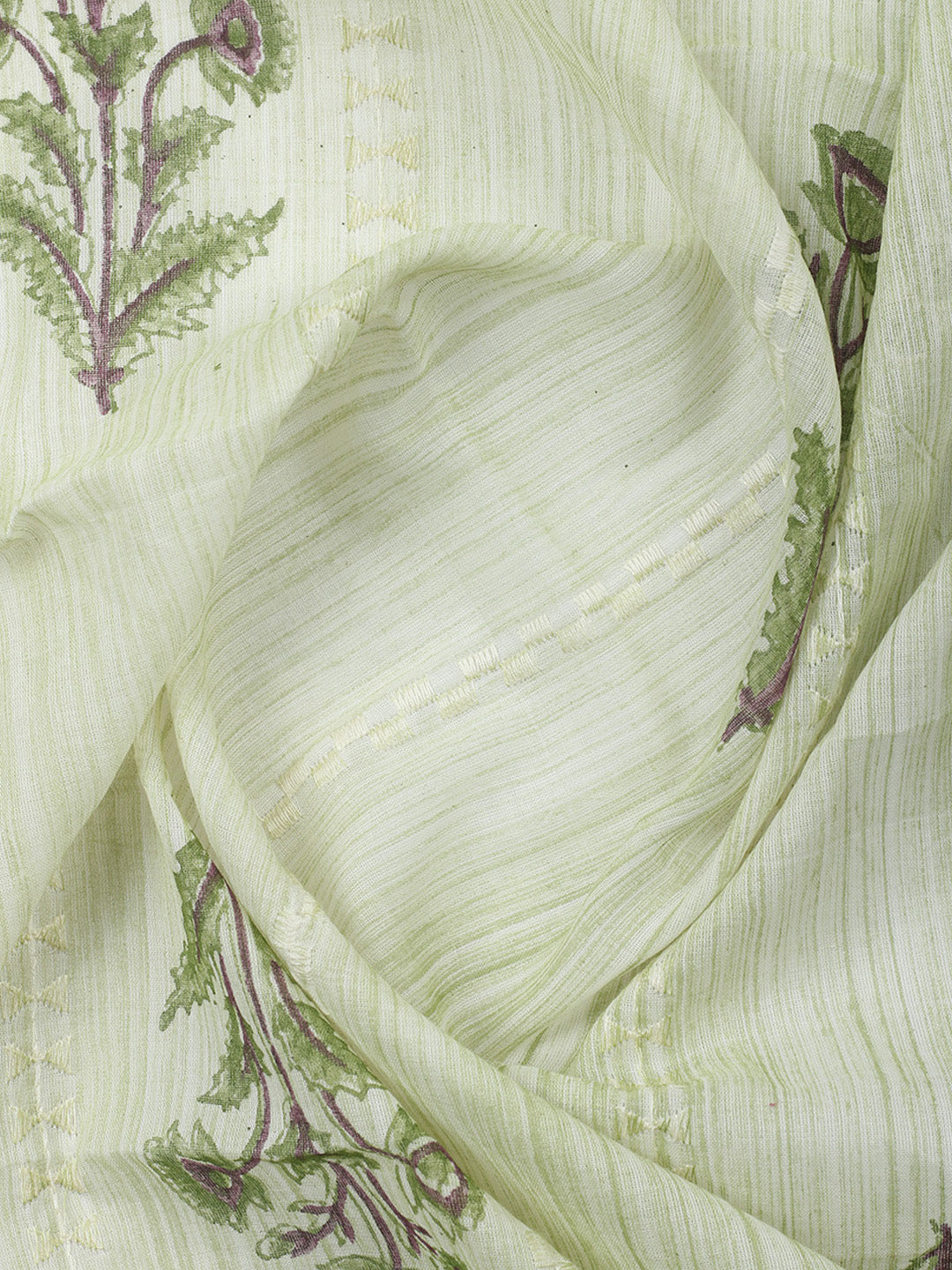 Printed Cotton Blend Unstitched Suit &amp; Pant With Cotton Dupatta