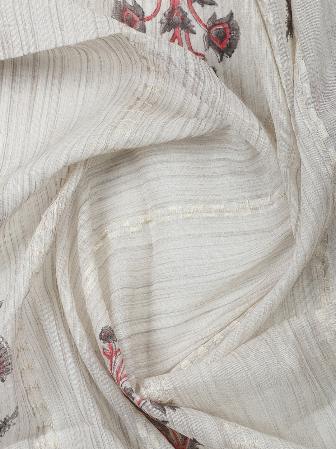 Printed Cotton Blend Unstitched Suit &amp; Pant With Cotton Dupatta