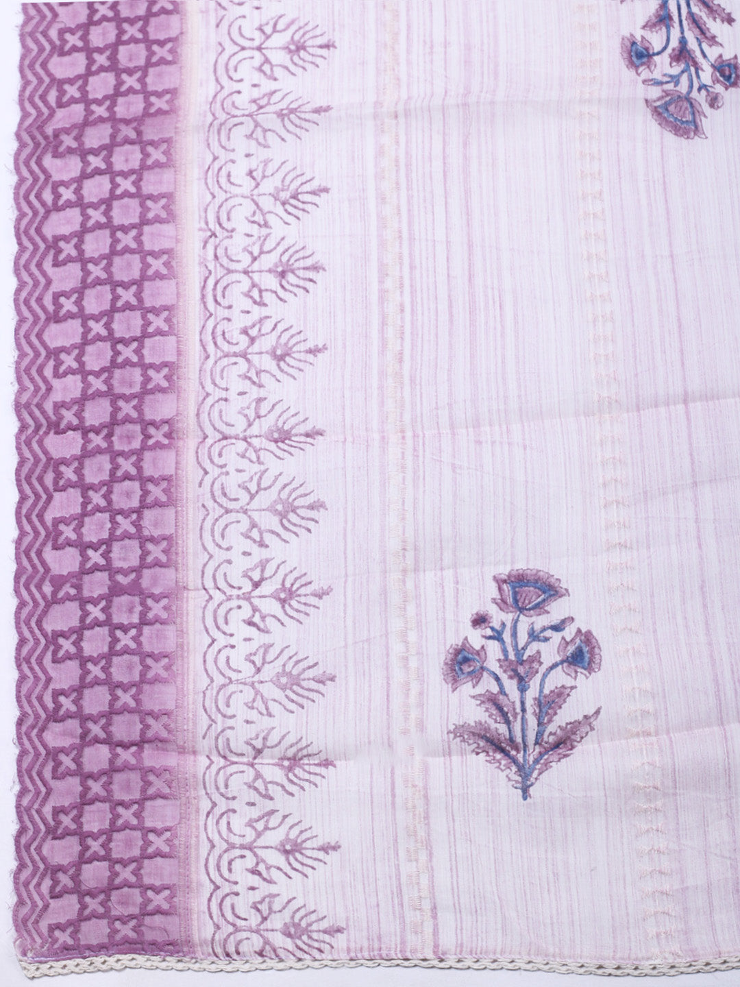 Printed Cotton Blend Unstitched Suit &amp; Pant With Cotton Dupatta