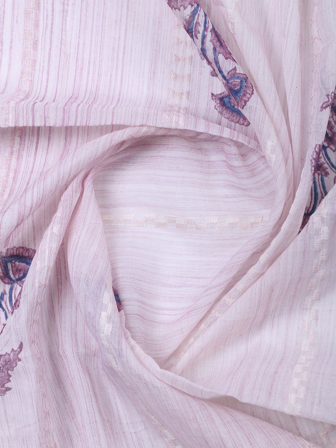 Printed Cotton Blend Unstitched Suit &amp; Pant With Cotton Dupatta