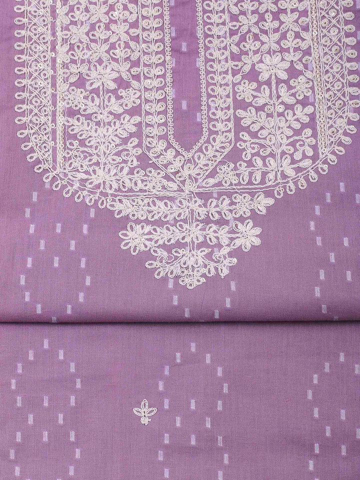 Mauve Embroidery Cotton Blend Unstitched Dress Material