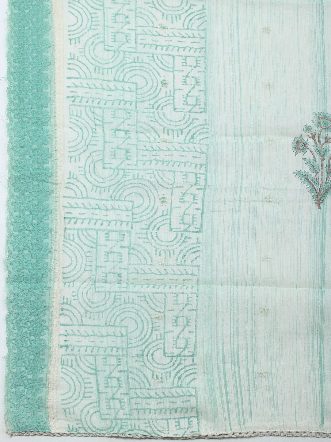 Sea Green Embroidery Cotton Blend Unstitched Dress Material