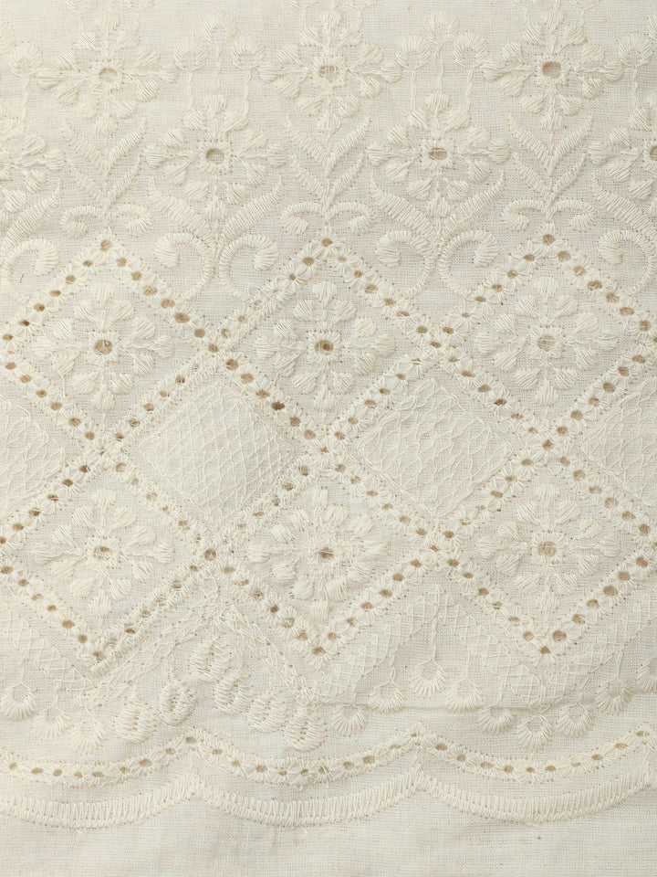 Yellow Embroidery Cotton Blend Unstitched Dress Material