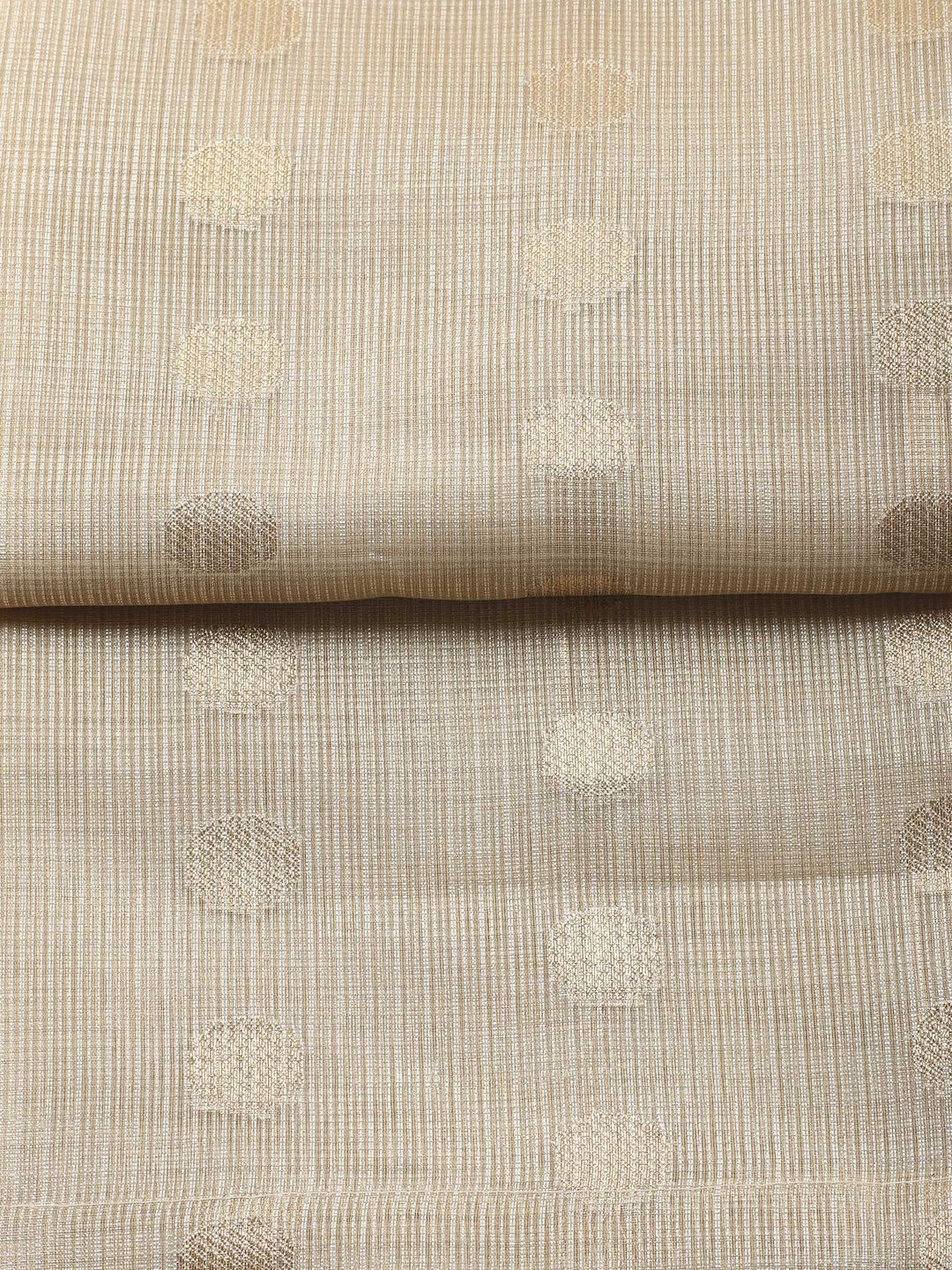 Beige Woven Design Tissue Unstitched Suit &amp; Pant With Organza Dupatta