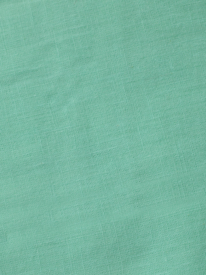 Sea Green Embroidered Cotton Blend Unstitched Suit &amp; Pant With Cotton Dupatta