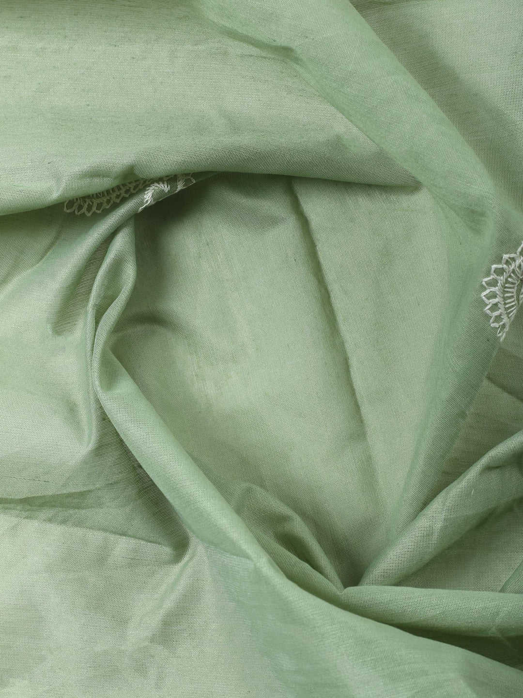 Aqua Green Embroidered Chanderi Unstitched Suit &amp; Pant With Chanderi Dupatta
