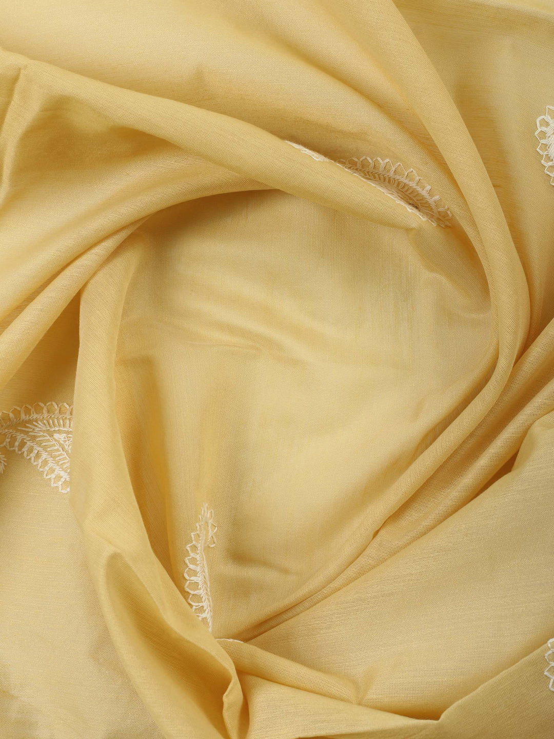 Yellow Embroidered Chanderi Unstitched Suit &amp; Pant With Chanderi Dupatta