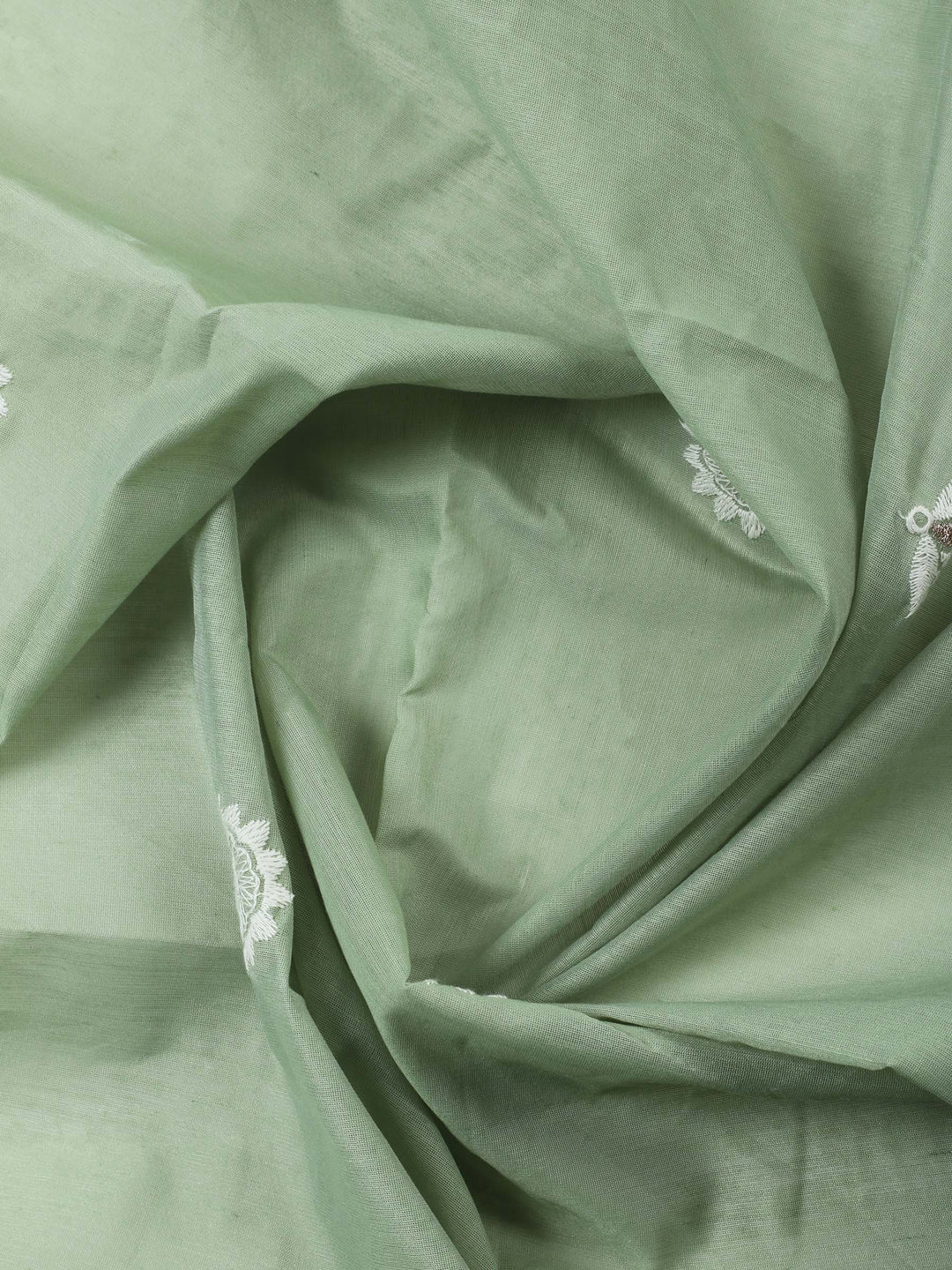 Aqua Green Embroidered Chanderi Unstitched Suit &amp; Pant With Chanderi Dupatta