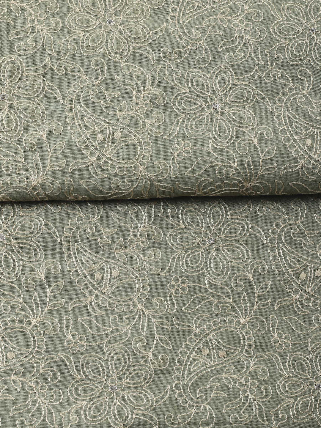 Aqua Green Embroidered Chanderi Unstitched Suit &amp; Pant With Chanderi Dupatta