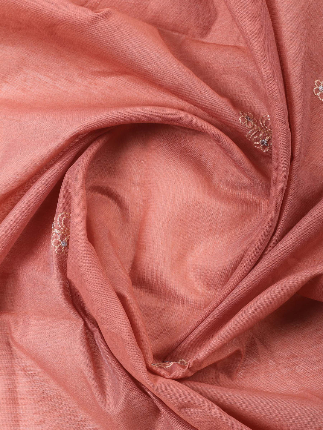 Dull Pink Embroidered Chanderi Unstitched Suit &amp; Pant With Chanderi Dupatta
