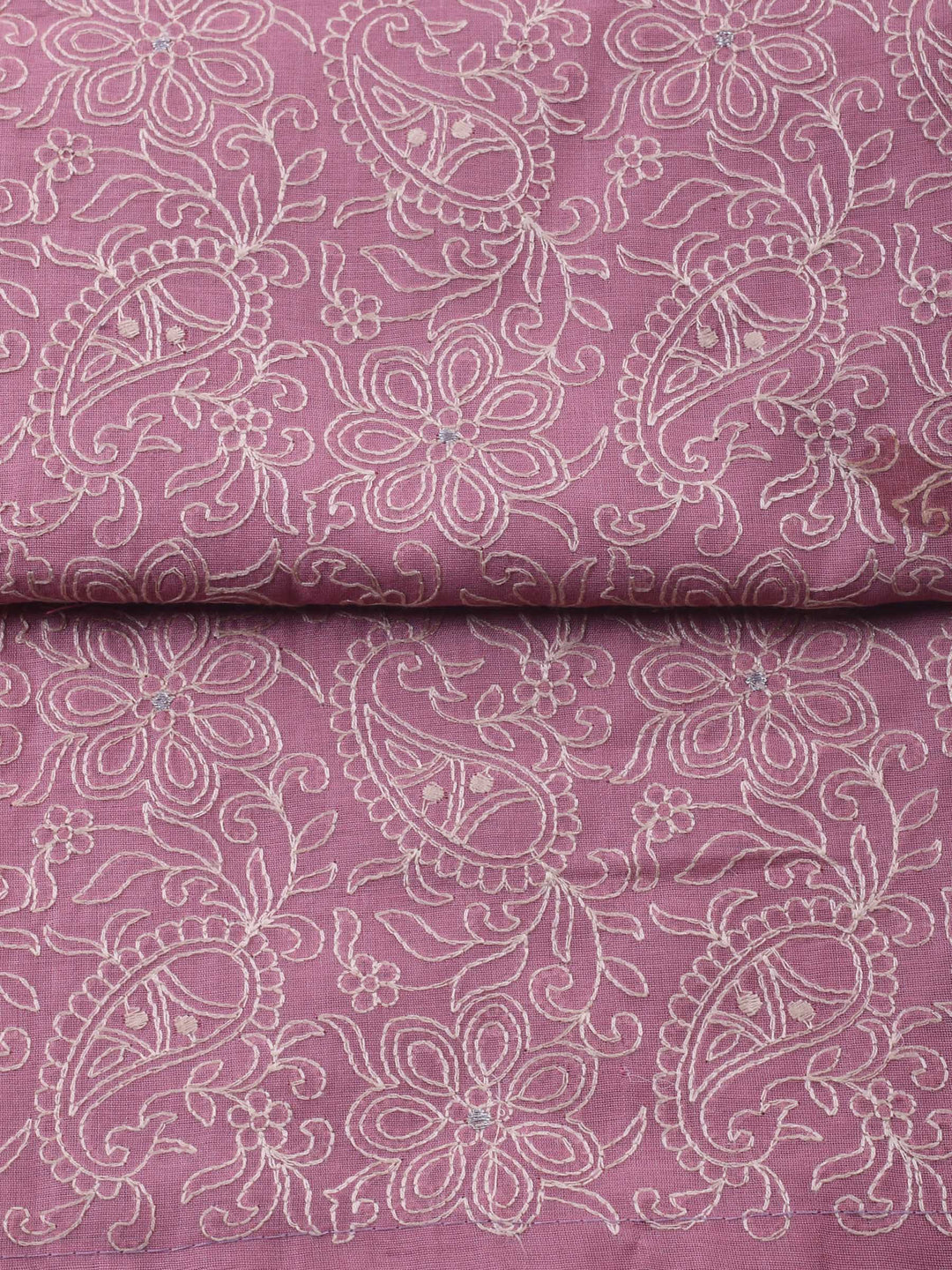 Pink Embroidered Chanderi Unstitched Suit &amp; Pant With Chanderi Dupatta