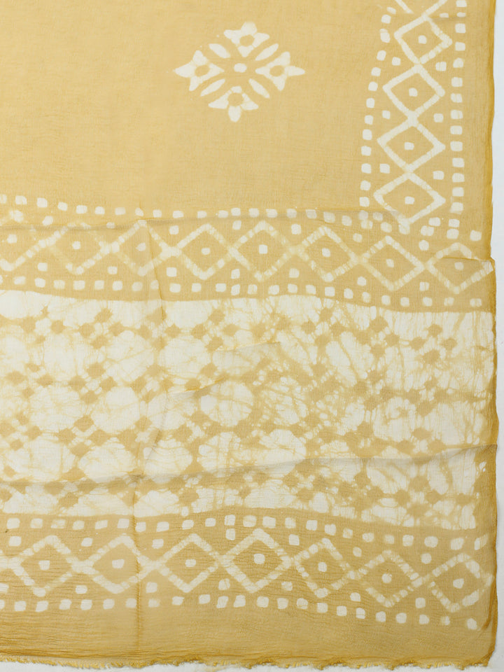 Mustard Embroidery Cotton Blend Unstitched Dress Material